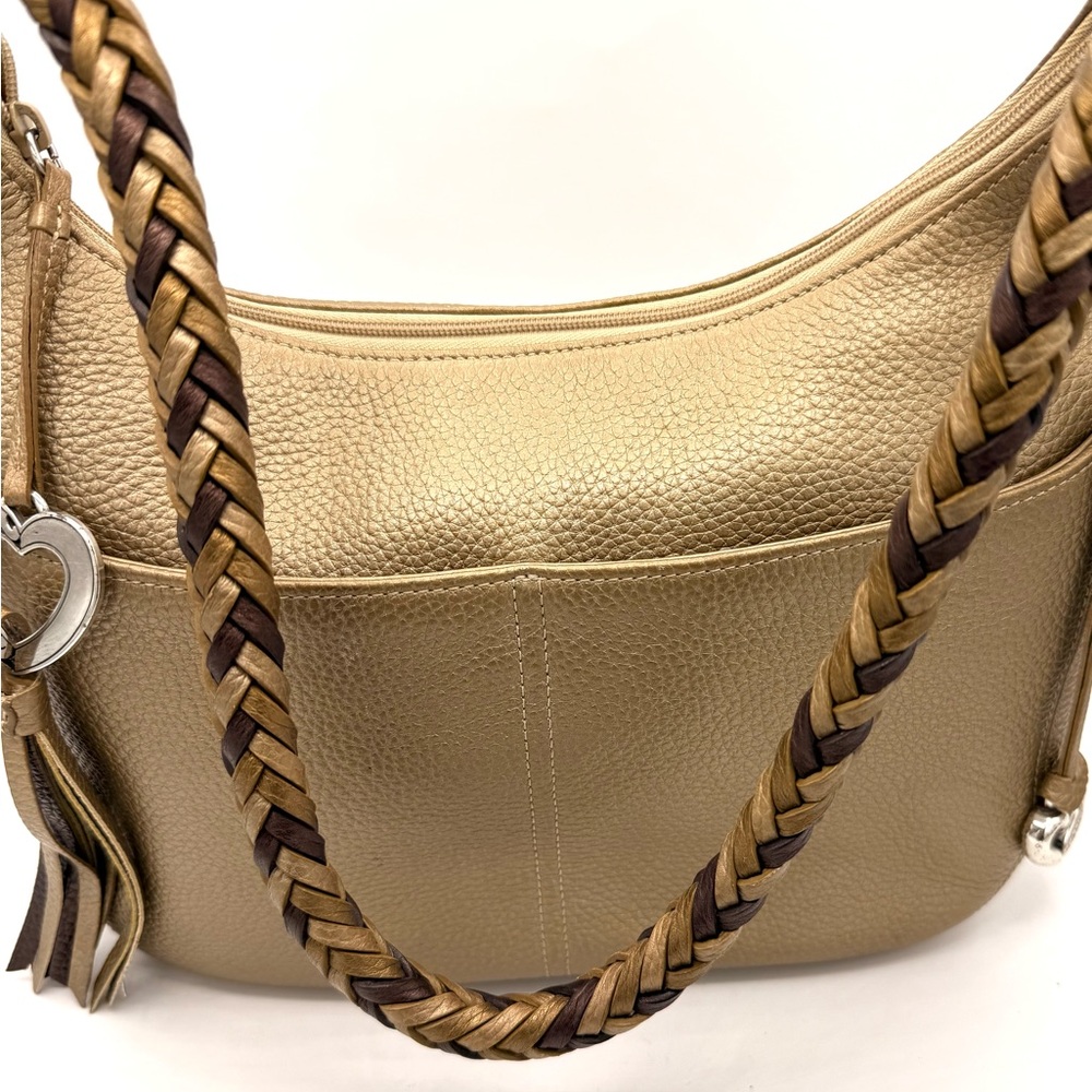 Brighton Gold and Tan Hobo Bag - Picture 7 of 11